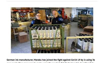 Marabu produz desinfetantes e doa para hospitais locais na Alemanha